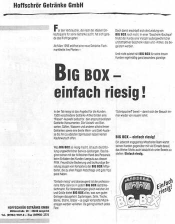 Quelle: Informationsblatt der Samtgemeinde Lengerich - Nr. 218, Lengerich Mai 1996