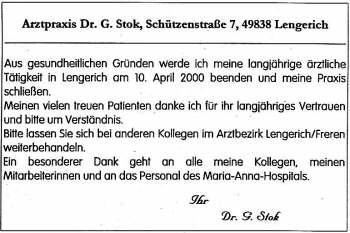 Quelle: Informationsblatt der Samtgemeinde Lengerich - Nr. 266, Lengerich April 2000 Quelle: Informationsblatt der Samtgemeinde Lengerich - Nr. 266, Lengerich April 2000